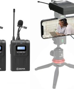 Wireless Lavalier Microphone System for iPhone 11 8 x 7 6 Camera, BOYA Dual-Channel 2 Transmitter & 1 Receiver for DSLR Recorder Samsung Smartphone Youtube Street Interview Facebook Livesteam Vblog