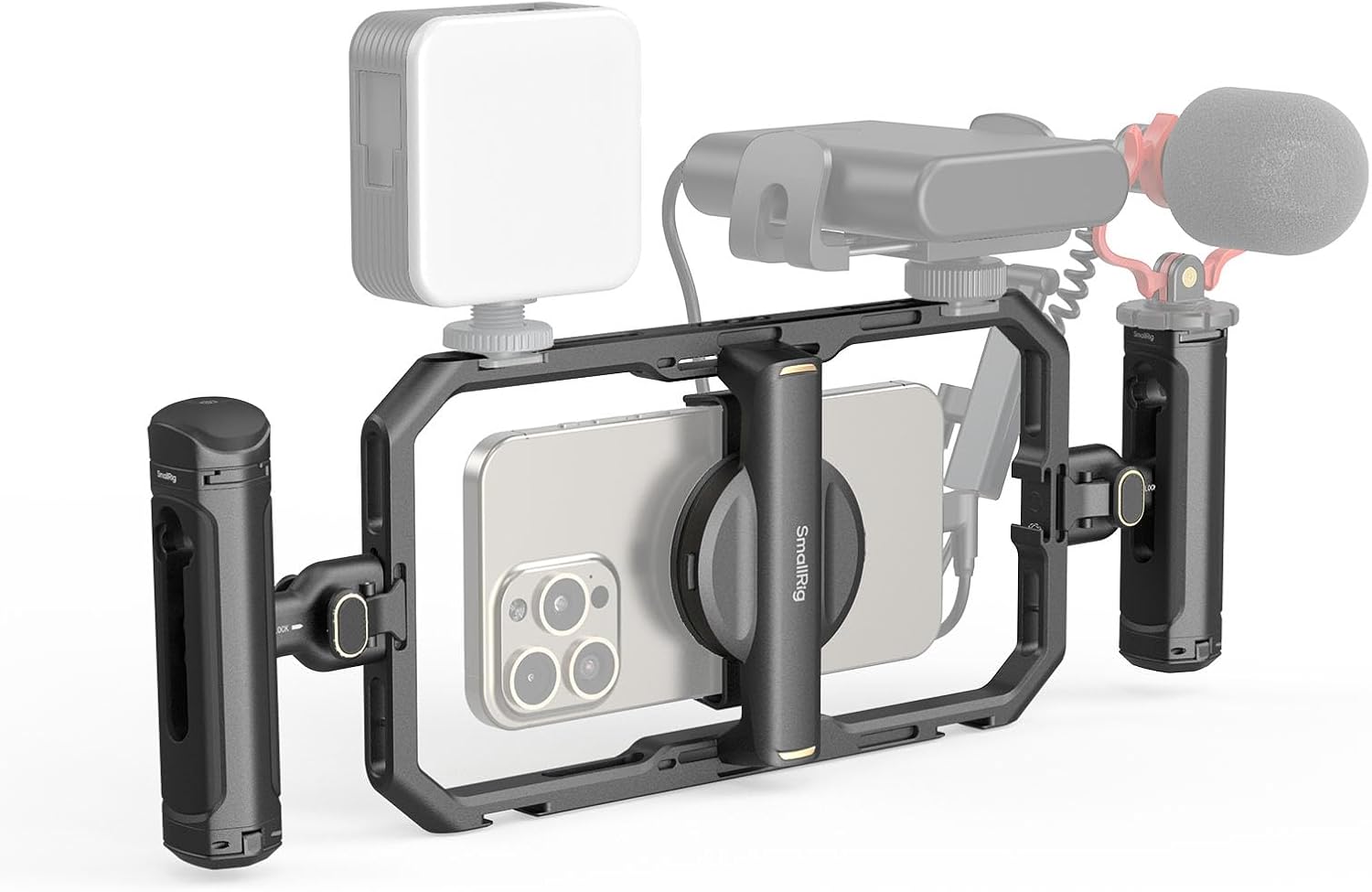 SmallRig Universal Quick Release Phone Cage Kit Basic, Aluminum Smartphone Video Rig Kit with Wireless Control Dual Handles and Phone Clip, Support for MagSafe, for iPhone for Samsung for Pixel - 图片 16