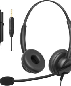 Arama Cell Phone Headset with Microphone Noise Cancelling & in-line Control,3.5mm Computer Headset for iPhone,Android,Samsung,LG,HTC,BlackBerry Mobile Phone and iPad Tablets