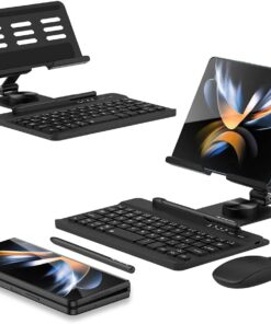 MOAITO for Samsung Galaxy Z Fold 7/6/5/4/3 Adjustable Stand for Desk, Fully Foldable & Portable Keyboard Stand, Office Mobile Phone Stand Holder with Capacitor Pen and Bluetooth Mouse & Keyboard Set