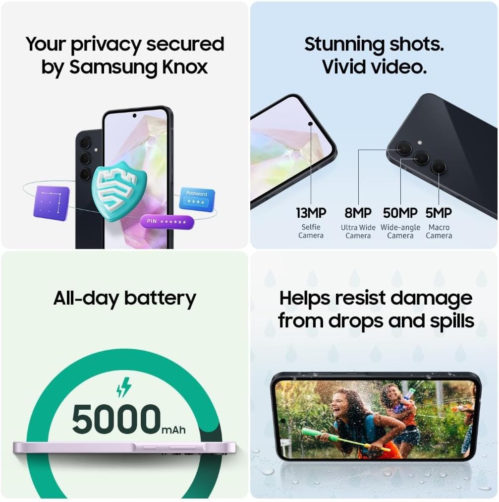 SAMSUNG Galaxy A35 5G A Series Cell Phone, 128GB Unlocked Android Smartphone, AMOLED Display, Advanced Triple Camera System, Expandable Storage, Rugged Design, US Version, 2024, Awesome Navy - 图片 2