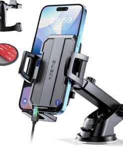 SUUSON Car Phone Holder Mount Dash [360° Adjustable],Phone Holders for Your Car Cell Phone Holder Truck Stand for Dashboard Windshield Vent, Car Cell Phone Mount for iPhone Samsung, Charcoal Black