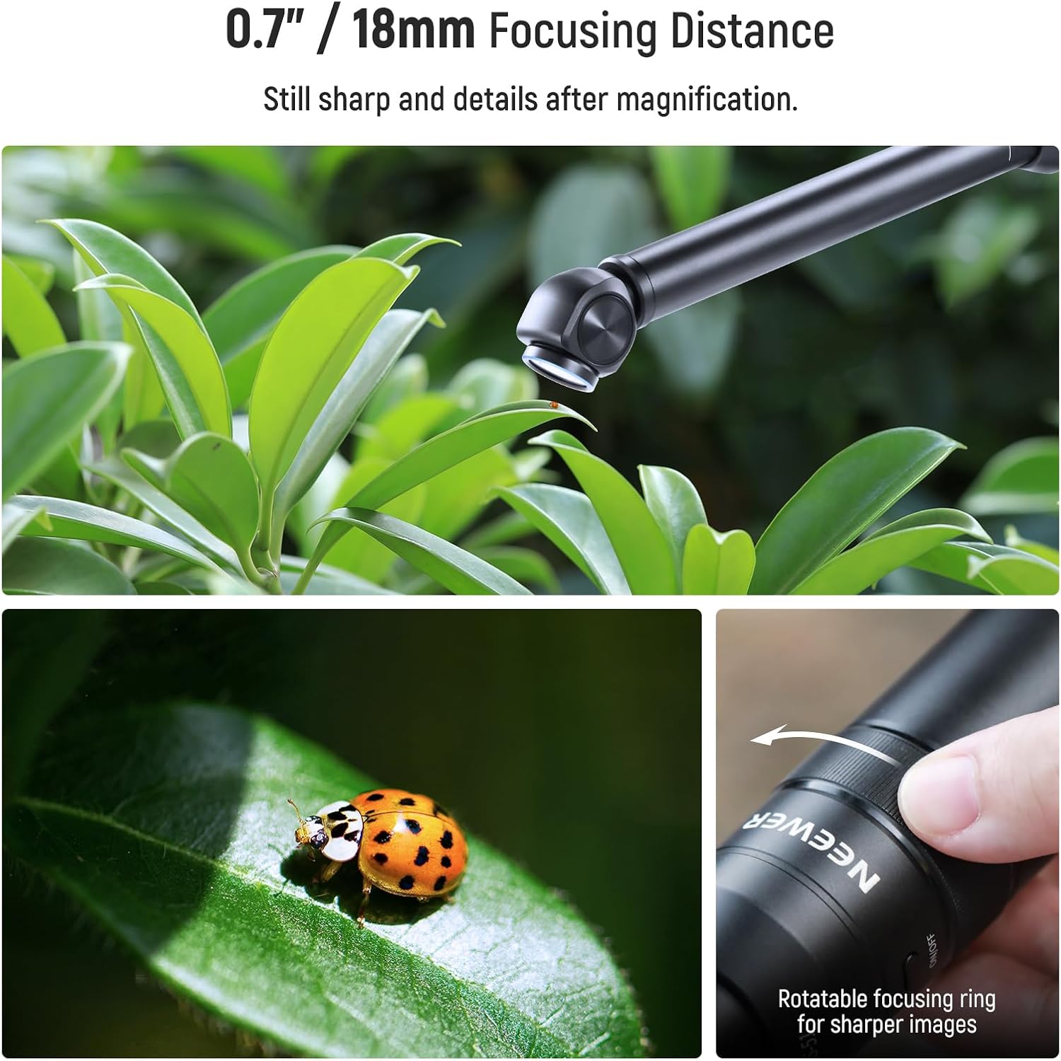 NEEWER 135° 18mm 2X Macro Probe Lens with 17mm Thread for Mobile Phone Video Recording, for NEEWER Phone Cage/Phone Case with 17mm Lens Adapter Compatible with iPhone Samsung, LS-51 - 图片 22