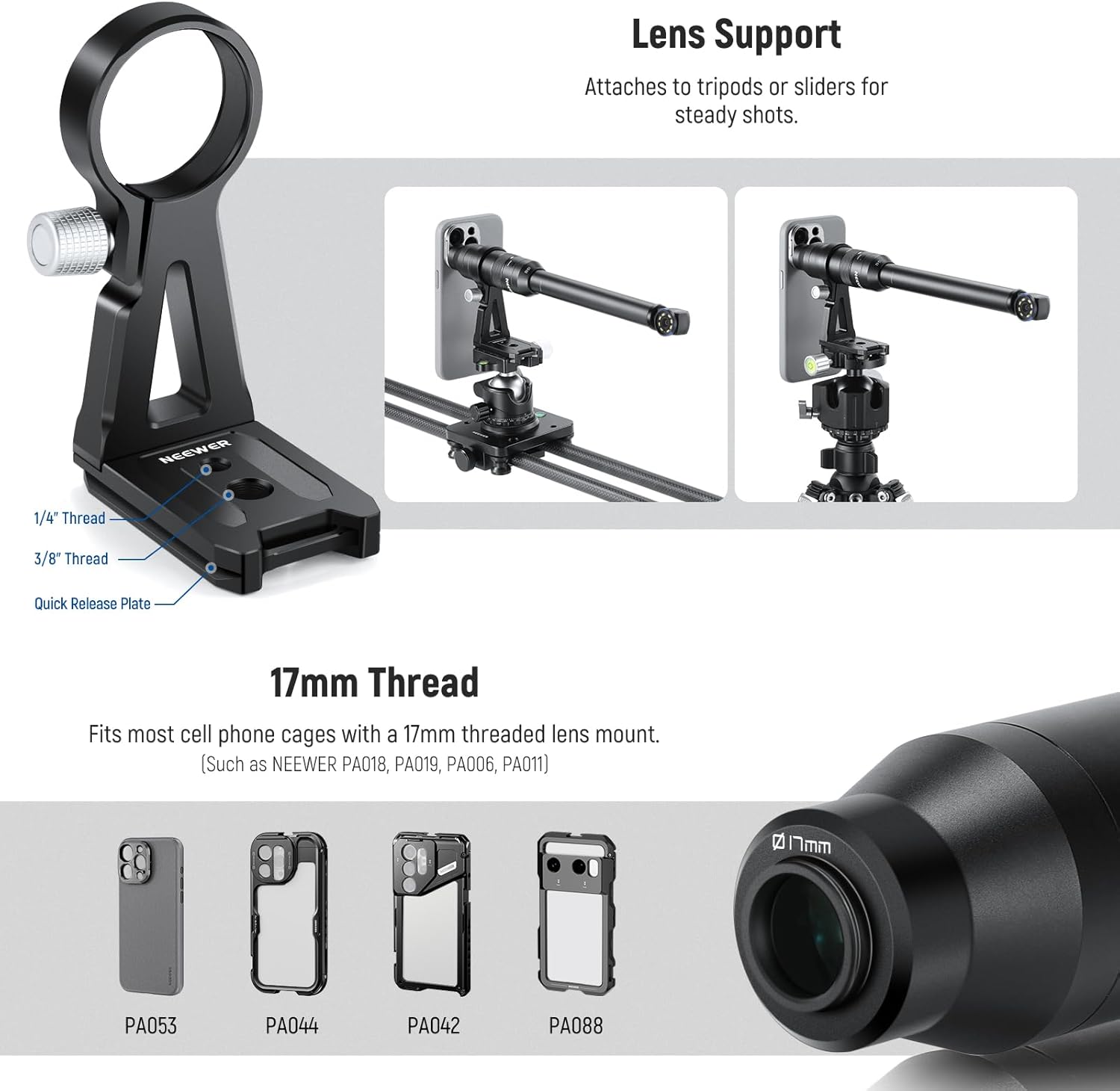 NEEWER 135° 18mm 2X Macro Probe Lens with 17mm Thread for Mobile Phone Video Recording, for NEEWER Phone Cage/Phone Case with 17mm Lens Adapter Compatible with iPhone Samsung, LS-51 - 图片 8