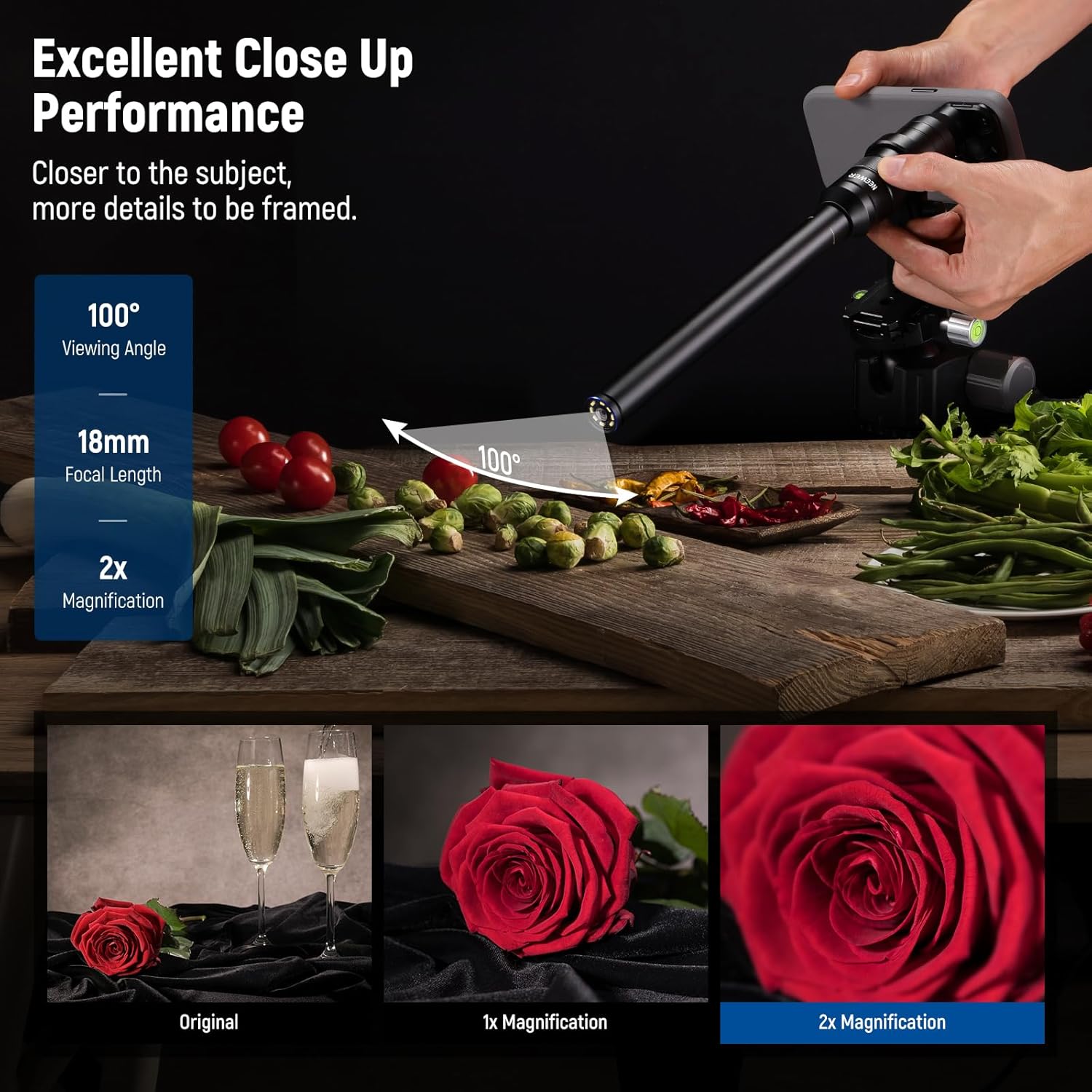 NEEWER 135° 18mm 2X Macro Probe Lens with 17mm Thread for Mobile Phone Video Recording, for NEEWER Phone Cage/Phone Case with 17mm Lens Adapter Compatible with iPhone Samsung, LS-51 - 图片 12