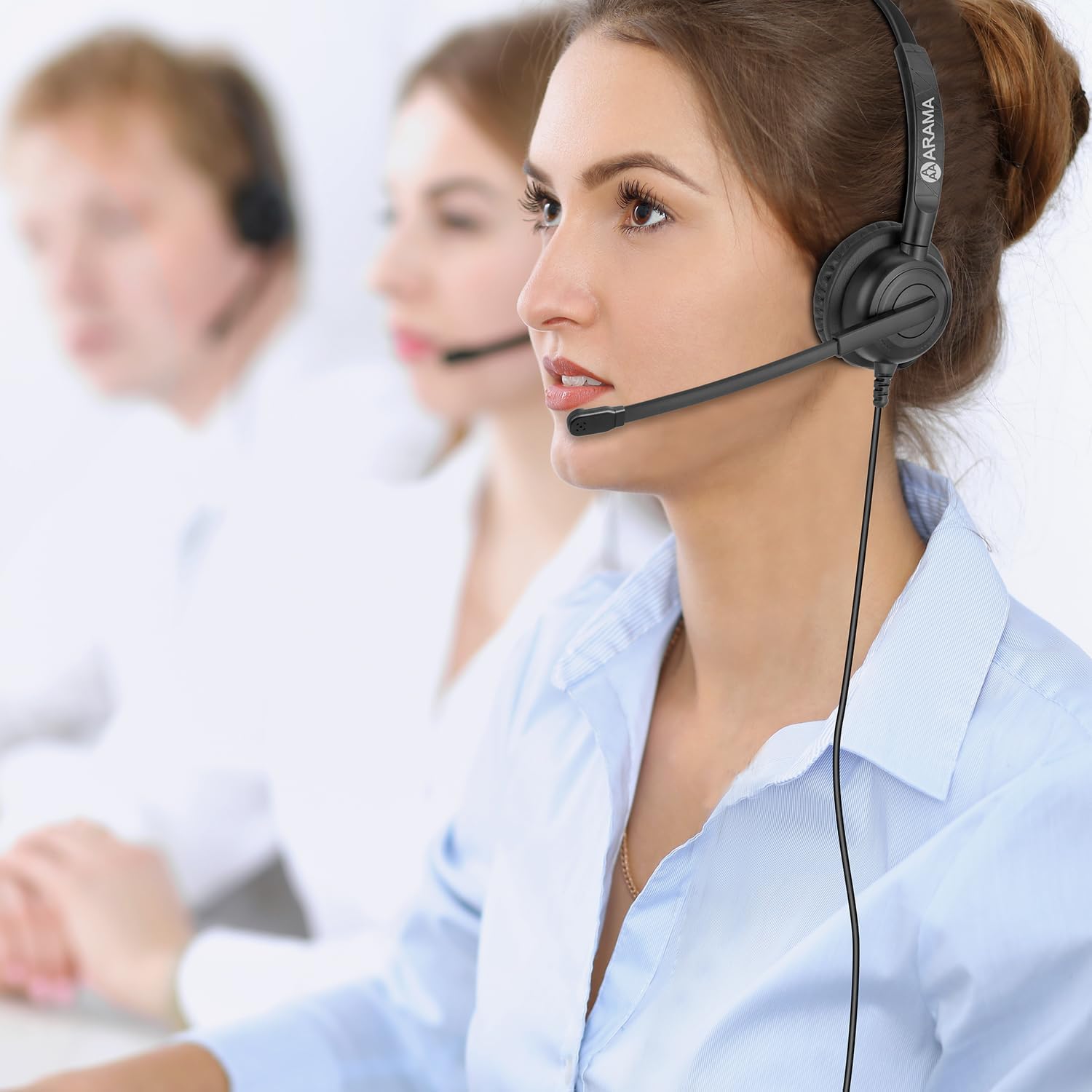 Arama Cell Phone Headset with Microphone Noise Cancelling, 3.5mm Headset for iPhone Samsung Android Mobile Phone PC, Wired Computer Headsets for Work Classroom Home Office Call Center (A600MP) - 图片 3