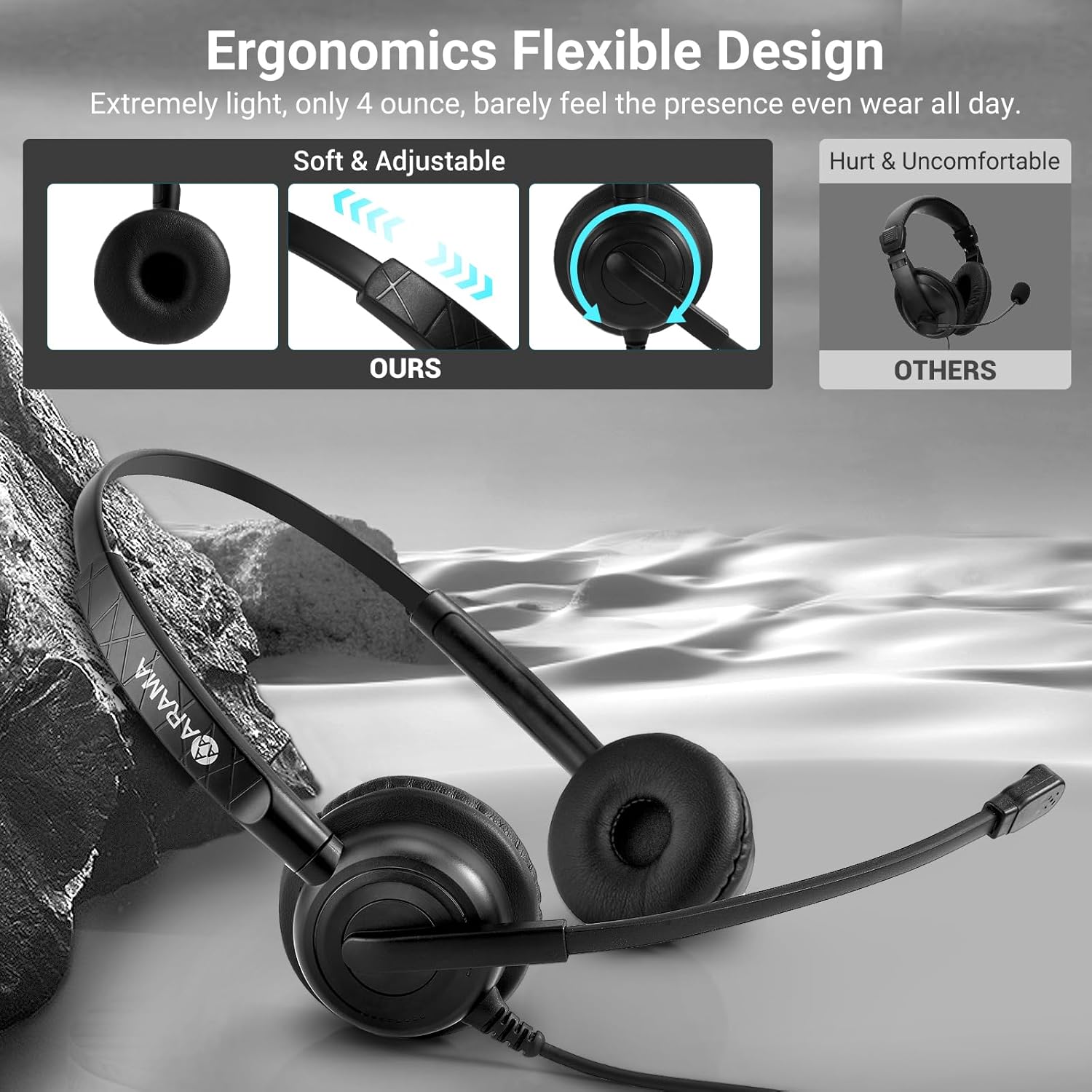 Arama Cell Phone Headset with Microphone Noise Cancelling & in-line Control,3.5mm Computer Headset for iPhone,Android,Samsung,LG,HTC,BlackBerry Mobile Phone and iPad Tablets - 图片 7