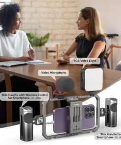 Alternative view of SmallRig Universal Smartphone Video Rig for iPhone 16 15 14 for Samsung, Filmmaking Vlogging Rig Aluminium Alloy Phone Video Cage Grip with Cold Shoe Mount for Videomaker Videographer