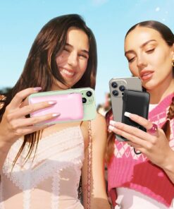 Alternative view of TG90° 2 Pack Slim 10000mAh Power Bank Built-in Foldable AC Wall Plug and Cables,Ultra Compact Cell Phone Charger,Pocket Size USB C Portable Charger Compatible with iPhone Samsung,Black & Pink