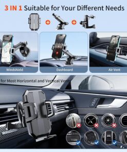 Alternative view of SUUSON Car Phone Holder Mount Dash [360° Adjustable],Phone Holders for Your Car Cell Phone Holder Truck Stand for Dashboard Windshield Vent, Car Cell Phone Mount for iPhone Samsung, Charcoal Black